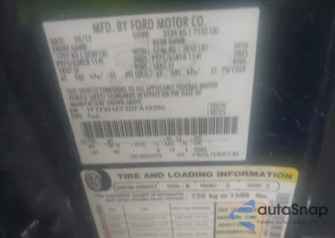 2013 Ford F-150 Xlt из США, поврежденный, VIN 1FTFW1EF3DFA10360